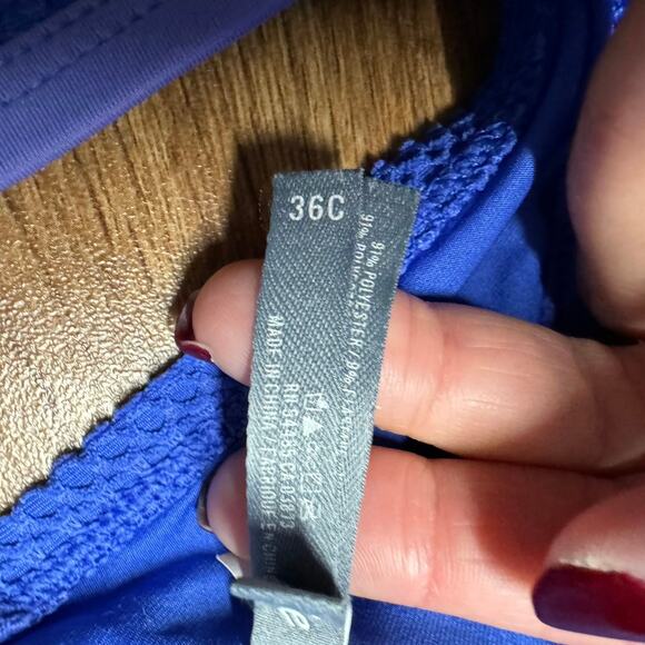 Aerie Women’s Blue Lace Underwire Push Up Halter Bikini Top Size 36C Tassel - Picture 6 of 7